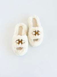 Horsebit Buckle Fur Sandals -White-250 Shoes-Chasing Bandits-Coastal Bloom Boutique, find the trendiest versions of the popular styles and looks Located in Indialantic, FL