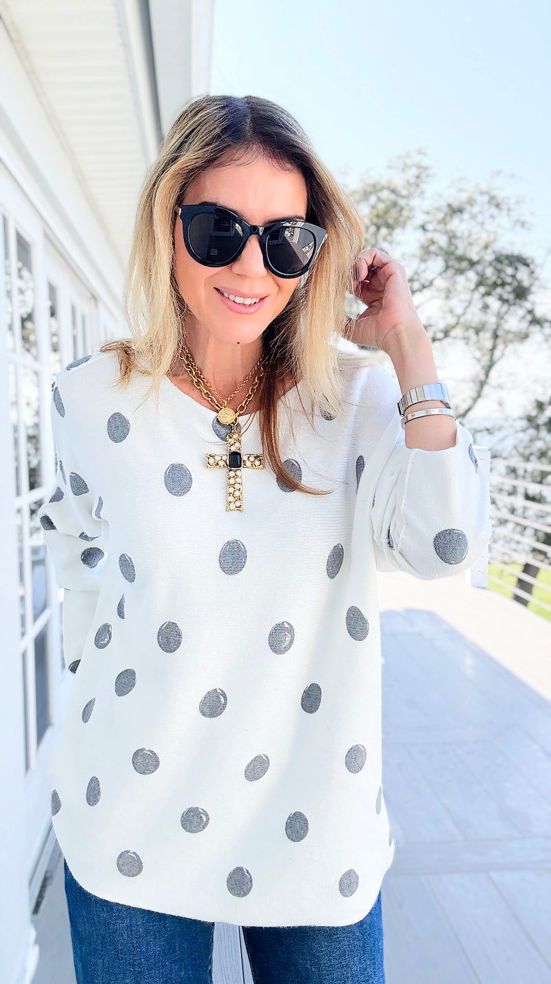 Shadow Dots Italian Milano Sweater-140 Sweaters-SORPRESA-Coastal Bloom Boutique, find the trendiest versions of the popular styles and looks Located in Indialantic, FL