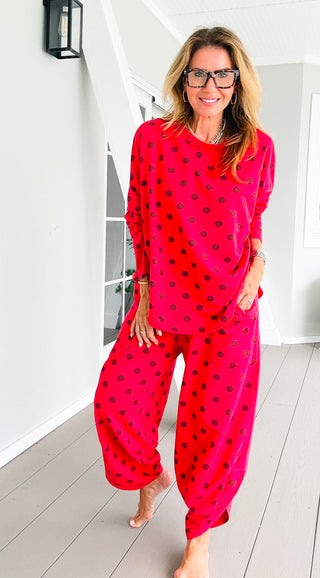 La Spezia Polka Dot Italian Barrel Cotton Set- Red