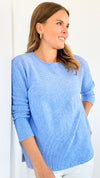 Timeless Comfort Italian Pullover- Periwinkle-130 Long Sleeve Tops-Italianissimo-Coastal Bloom Boutique, find the trendiest versions of the popular styles and looks Located in Indialantic, FL