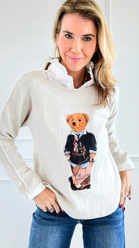 Jerry The Bear Italian Pullover- Ecru-140 Sweaters-Italianissimo-Coastal Bloom Boutique, find the trendiest versions of the popular styles and looks Located in Indialantic, FL