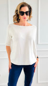 Break Free Round - Neck Italian Sweater Top - White-140 Sweaters-Italianissimo/J.D. PRONTO-Coastal Bloom Boutique, find the trendiest versions of the popular styles and looks Located in Indialantic, FL