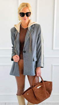 Remix Italian Hooded Blazer-Tweed-160 Jackets-TATTOO Z-Coastal Bloom Boutique, find the trendiest versions of the popular styles and looks Located in Indialantic, FL