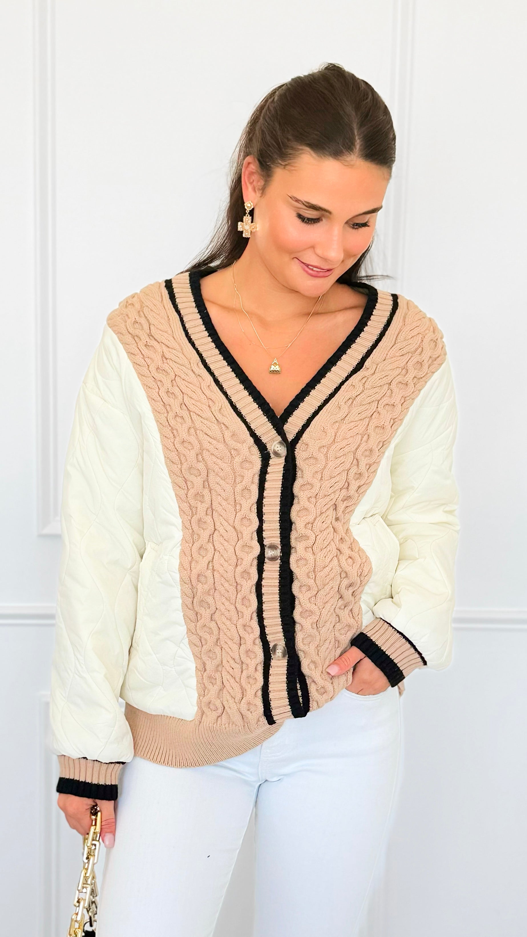 Braided Harmony Button Jacket-160 Jackets-ROUSSEAU-Coastal Bloom Boutique, find the trendiest versions of the popular styles and looks Located in Indialantic, FL