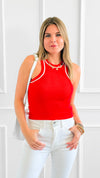 Track Star Ribbed Top - Red-100 Sleeveless Tops-Galita-Coastal Bloom Boutique, find the trendiest versions of the popular styles and looks Located in Indialantic, FL