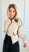 Contrast High Neck Jacket-160 Jackets-BucketList-Coastal Bloom Boutique, find the trendiest versions of the popular styles and looks Located in Indialantic, FL