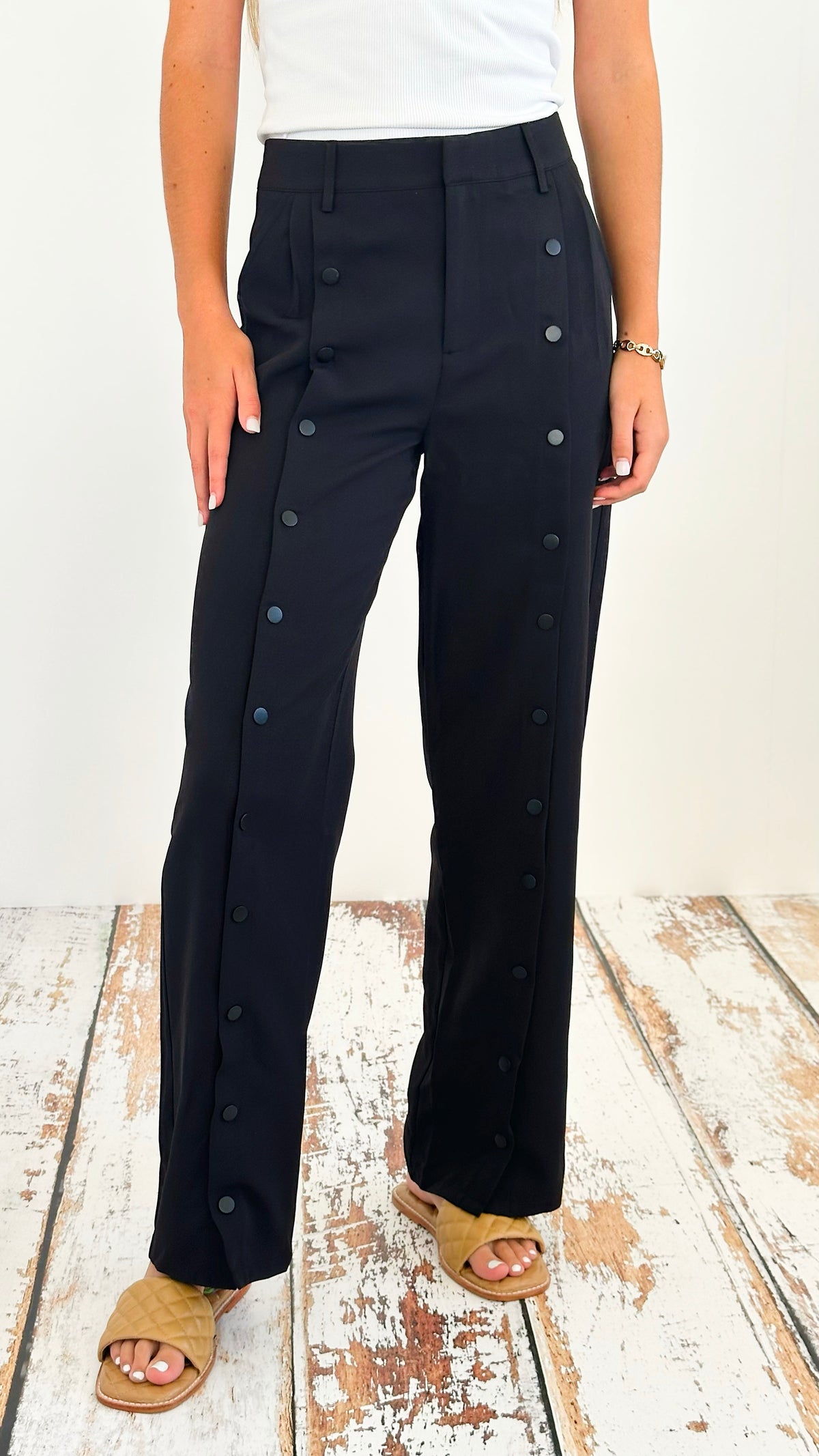 Twilight Path Split Trousers-170 Bottoms-LALAVON-Coastal Bloom Boutique, find the trendiest versions of the popular styles and looks Located in Indialantic, FL