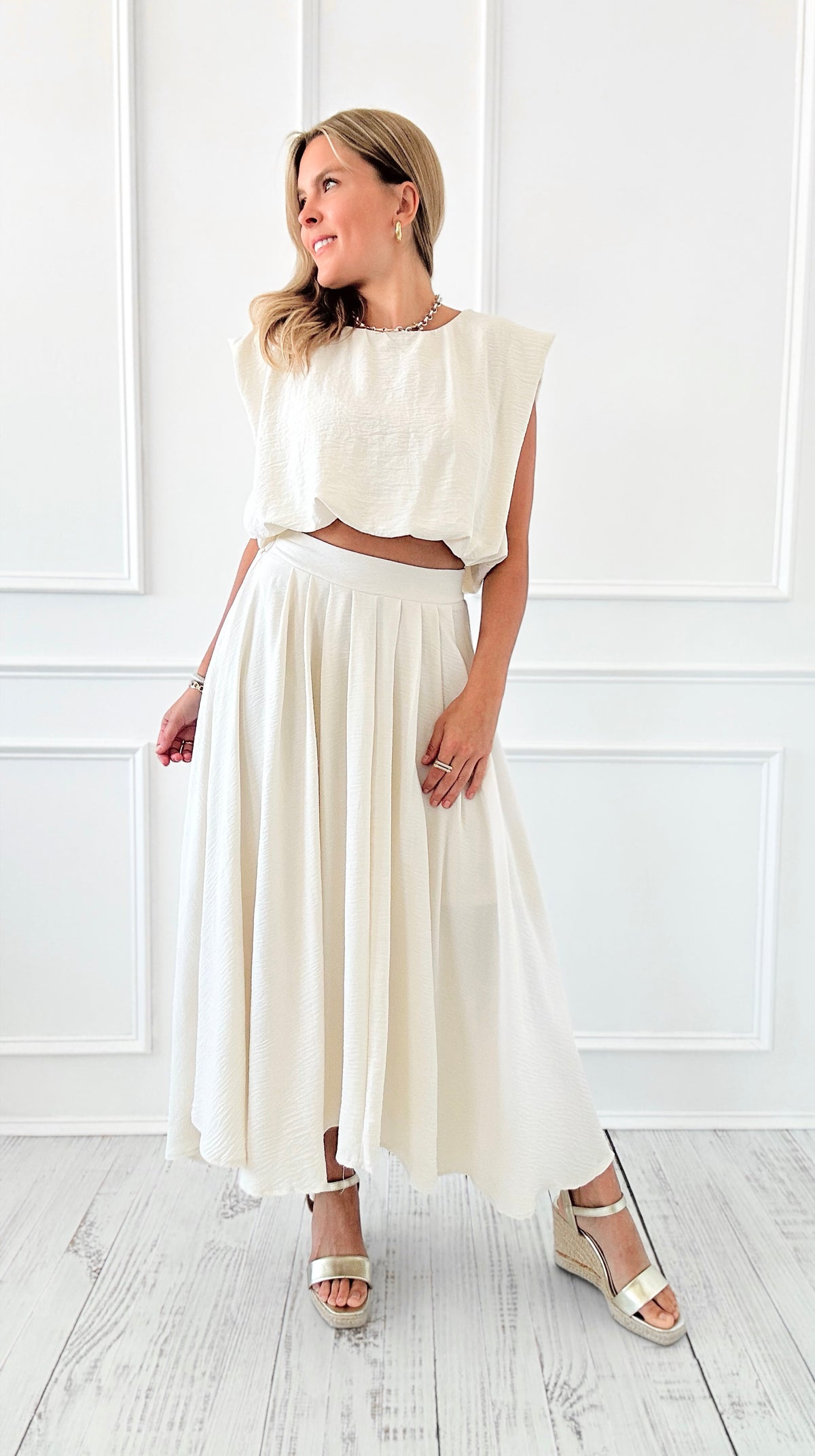 Cloud Drape Midi Skirt Set-170 Bottoms-Blu Pepper-Coastal Bloom Boutique, find the trendiest versions of the popular styles and looks Located in Indialantic, FL