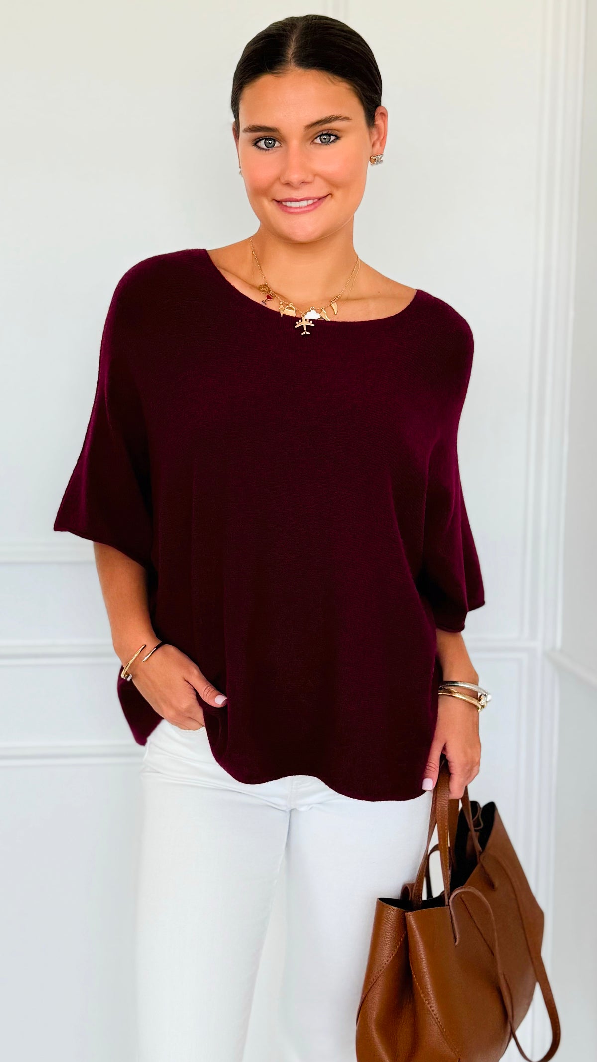 Winter in Amalfi Italian Top - Wine-140 Sweaters-Italianissimo-Coastal Bloom Boutique, find the trendiest versions of the popular styles and looks Located in Indialantic, FL