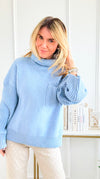 Winter Hush Pocket Turtleneck Sweater-140 Sweaters-Rousseau-Coastal Bloom Boutique, find the trendiest versions of the popular styles and looks Located in Indialantic, FL