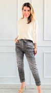 Wish List Animal Print Italian Joggers- Dark Taupe-pants-Italianissimo-Coastal Bloom Boutique, find the trendiest versions of the popular styles and looks Located in Indialantic, FL