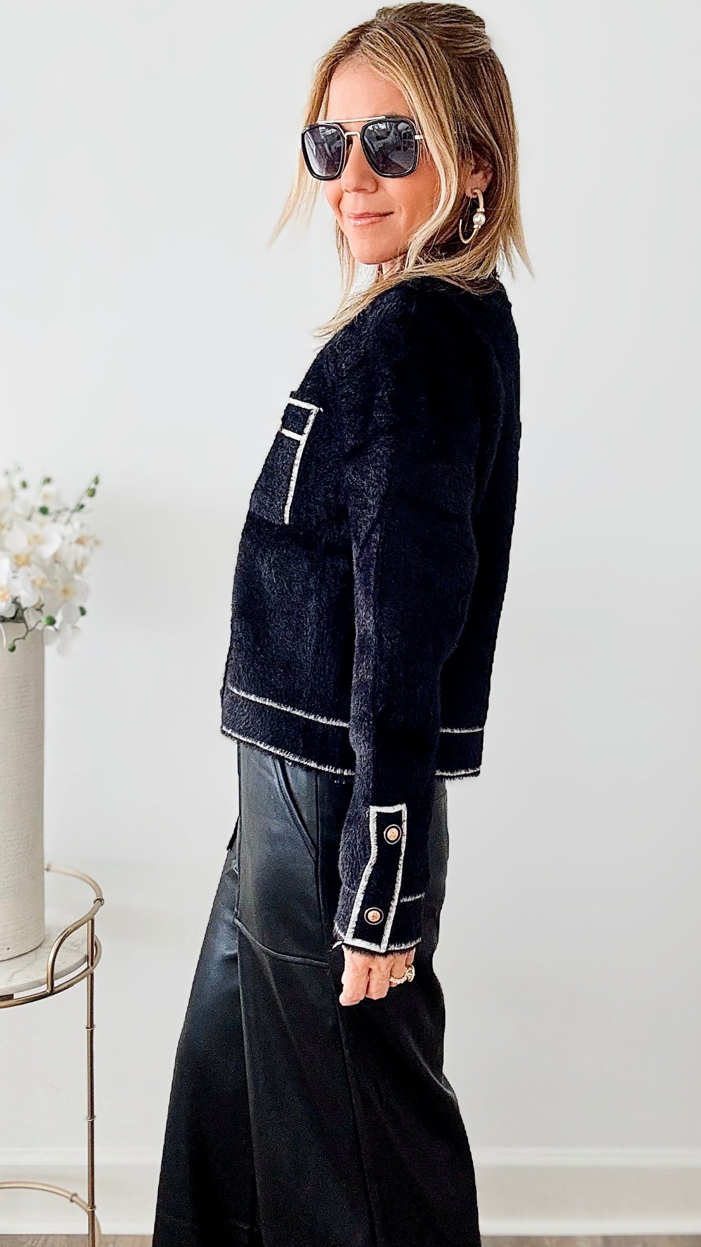 Faux Leather Wide Leg Carpenter Pants-170 Bottoms-Fore Collection-Coastal Bloom Boutique, find the trendiest versions of the popular styles and looks Located in Indialantic, FL