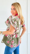 Petal Pop Ruffle Sleeve Blouse-110 Short Sleeve Tops-entro-Coastal Bloom Boutique, find the trendiest versions of the popular styles and looks Located in Indialantic, FL