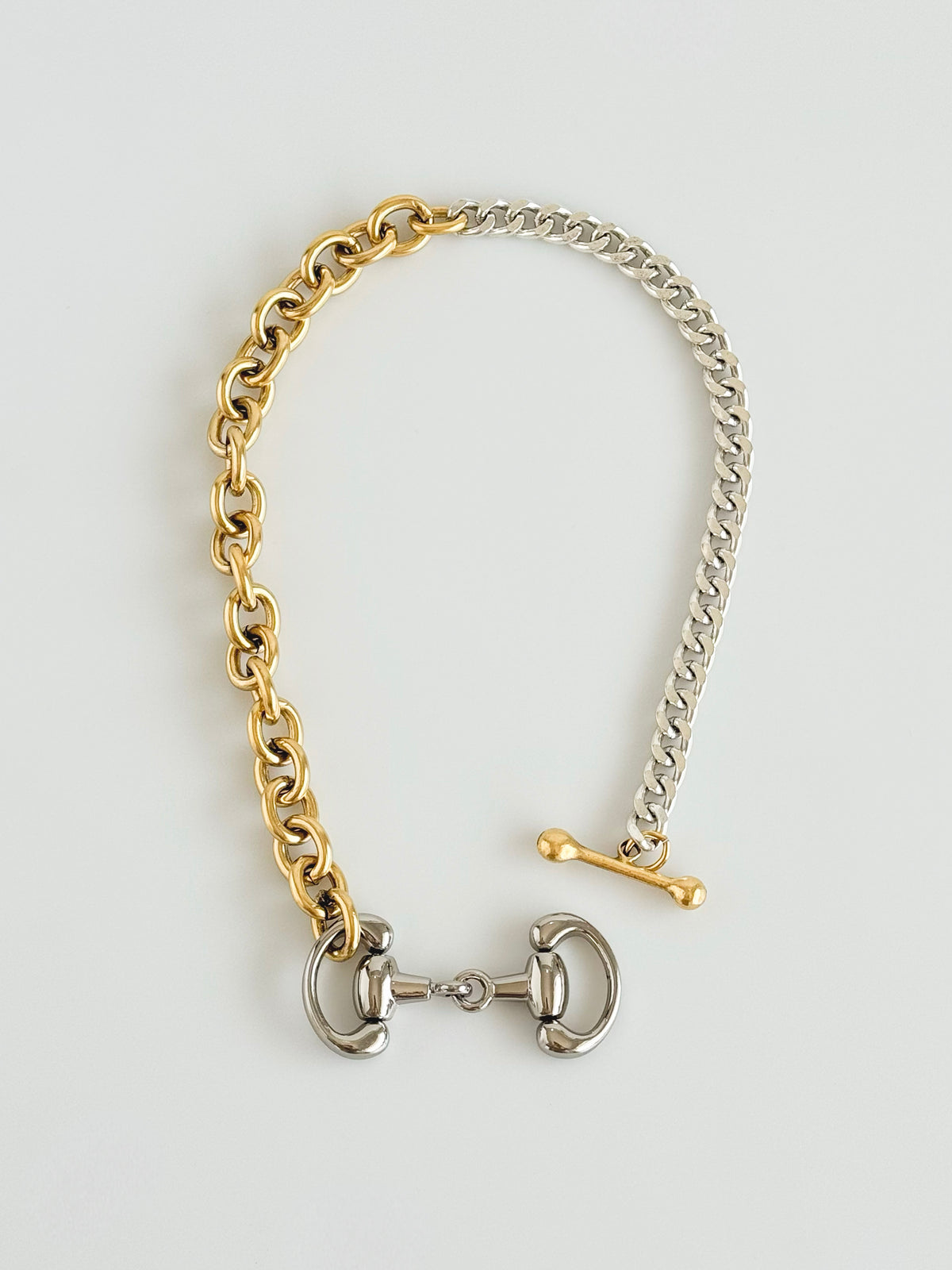 Chunky Horsebit Toggle Necklace-230 Jewelry-YOCHI-Coastal Bloom Boutique, find the trendiest versions of the popular styles and looks Located in Indialantic, FL