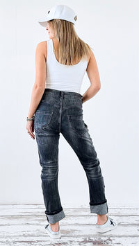 Edgy Vibe Cuffed Italian Denim-190 Denim-Italianissimo-Coastal Bloom Boutique, find the trendiest versions of the popular styles and looks Located in Indialantic, FL