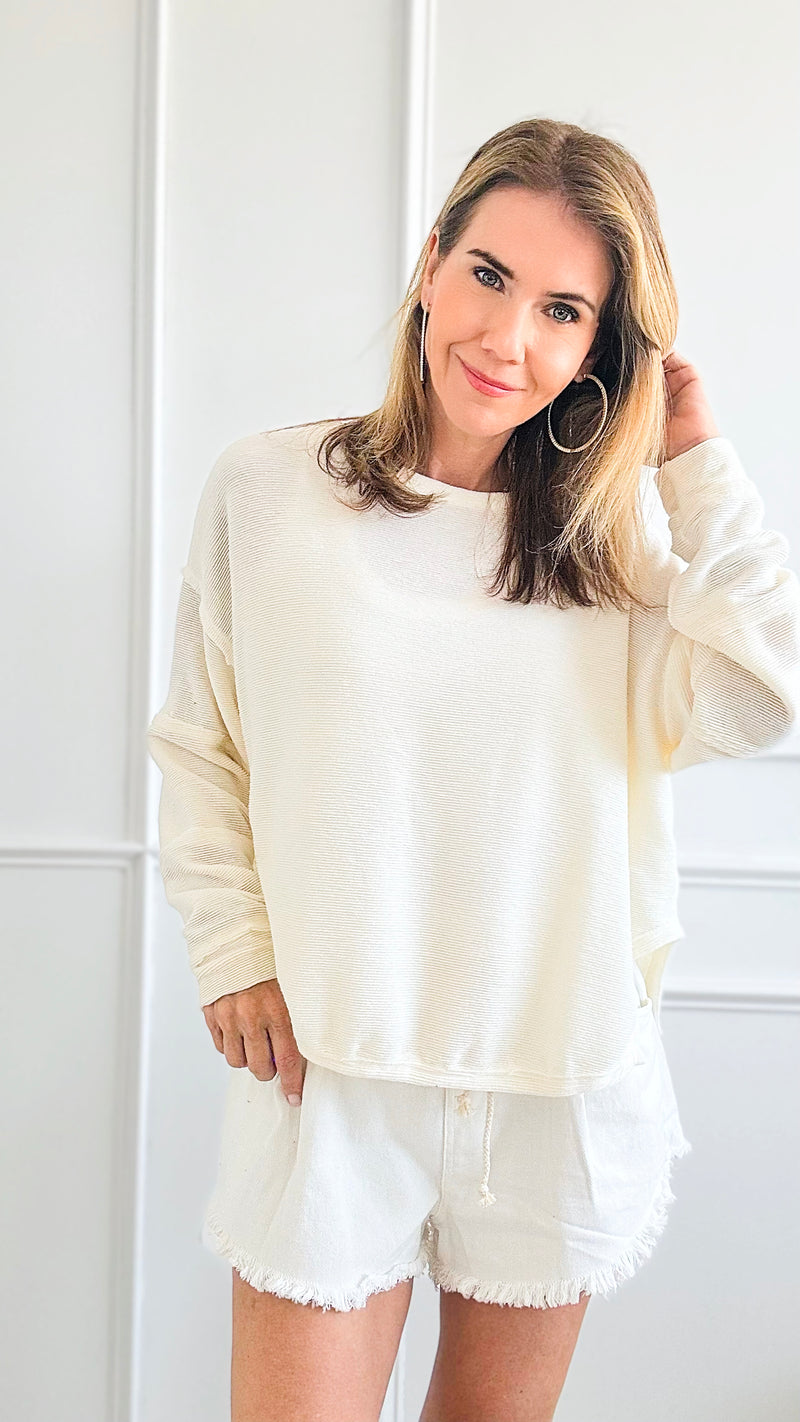 Raw-Edge Detailed Knit Sweater-140 Sweaters-BucketList-Coastal Bloom Boutique, find the trendiest versions of the popular styles and looks Located in Indialantic, FL