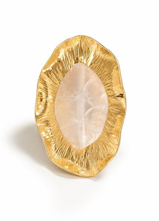 Leaf Stone Ring - Smoky Taupe Agate