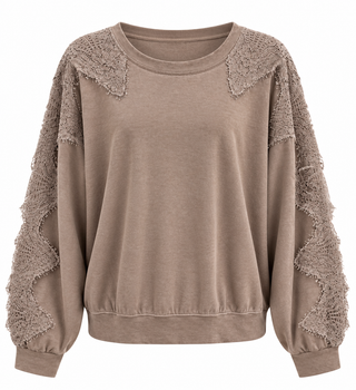 Romantic Lace Sleeve Italian Top - Mocha