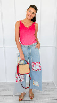 Storybook Stroll Patchwork Pants-170 Bottoms/Shorts-POL-Coastal Bloom Boutique, find the trendiest versions of the popular styles and looks Located in Indialantic, FL