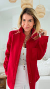 Eileen Fall Shacket - Red-160 Jackets-Rosio-Coastal Bloom Boutique, find the trendiest versions of the popular styles and looks Located in Indialantic, FL