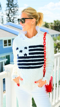 American Flag Sweater-140 Sweaters-Umgee-Coastal Bloom Boutique, find the trendiest versions of the popular styles and looks Located in Indialantic, FL