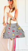 Patch Perfect Italian Tote Bag- Grey-240 Bags-DEDA SRL-Coastal Bloom Boutique, find the trendiest versions of the popular styles and looks Located in Indialantic, FL