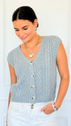 Chunky Cable Sweater Vest - Grey-150 Cardigans/Layers-Be Cool-Coastal Bloom Boutique, find the trendiest versions of the popular styles and looks Located in Indialantic, FL