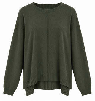 Break Free Seam Detail Italian Sweater - Olive
