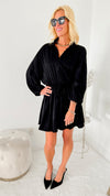 City Sweetheart Drawstring Waist Shirt Dress - Black-200 dresses/jumpsuits/rompers-HYFVE-Coastal Bloom Boutique, find the trendiest versions of the popular styles and looks Located in Indialantic, FL