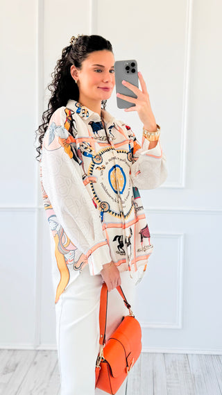 Horse Inspired Botton Down Italian Top
