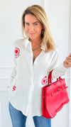 Lucky Star Button-Up Top-110 Long Sleeve Tops-Taelynn-Coastal Bloom Boutique, find the trendiest versions of the popular styles and looks Located in Indialantic, FL