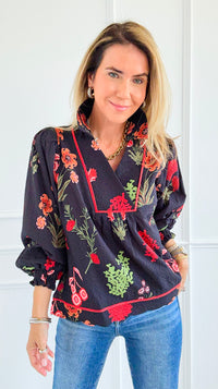 Textured Tropic Top-110 Long Sleeve Tops-Umgee-Coastal Bloom Boutique, find the trendiest versions of the popular styles and looks Located in Indialantic, FL