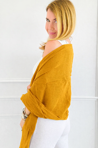 Chic Linen Italian Scarf- Mustard