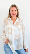 Botanical Breeze Collared Top-130 Long Sleeve Tops-V6-Coastal Bloom Boutique, find the trendiest versions of the popular styles and looks Located in Indialantic, FL
