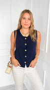 Midnight Sonata Button Vest-150 Cardigans/Layers-Thinkable-Coastal Bloom Boutique, find the trendiest versions of the popular styles and looks Located in Indialantic, FL