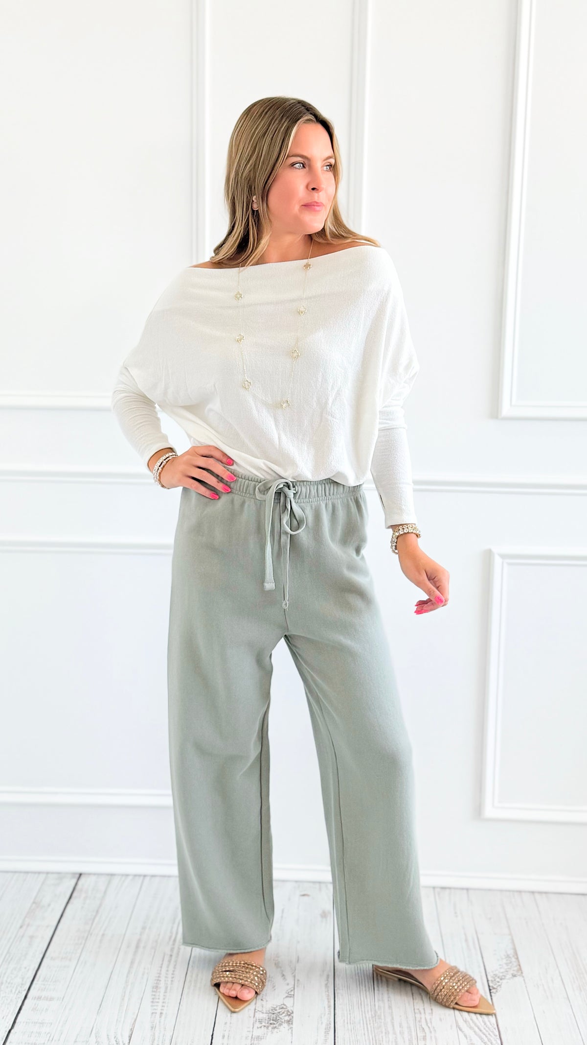 Eileen Cozy Lounge Pant - Sage-100 Pants-Mono B-Coastal Bloom Boutique, find the trendiest versions of the popular styles and looks Located in Indialantic, FL
