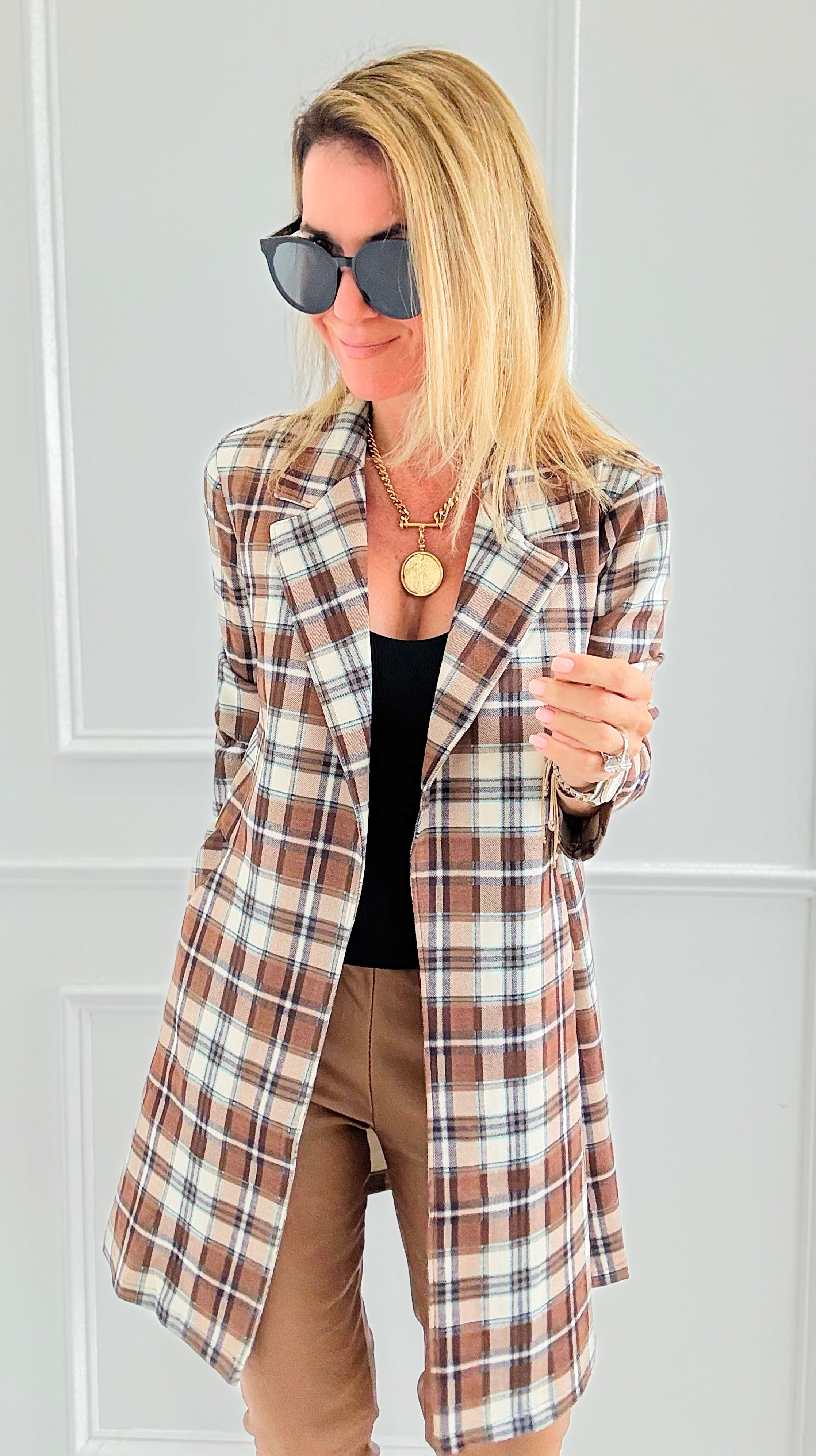 Aspen Drive Plaid Suede Blazer-160 Jackets-Must Have-Coastal Bloom Boutique, find the trendiest versions of the popular styles and looks Located in Indialantic, FL