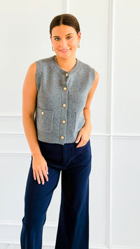 Shielded Charm Sweater Vest- Heather Grey-140 Sweaters-Be Cool-Coastal Bloom Boutique, find the trendiest versions of the popular styles and looks Located in Indialantic, FL