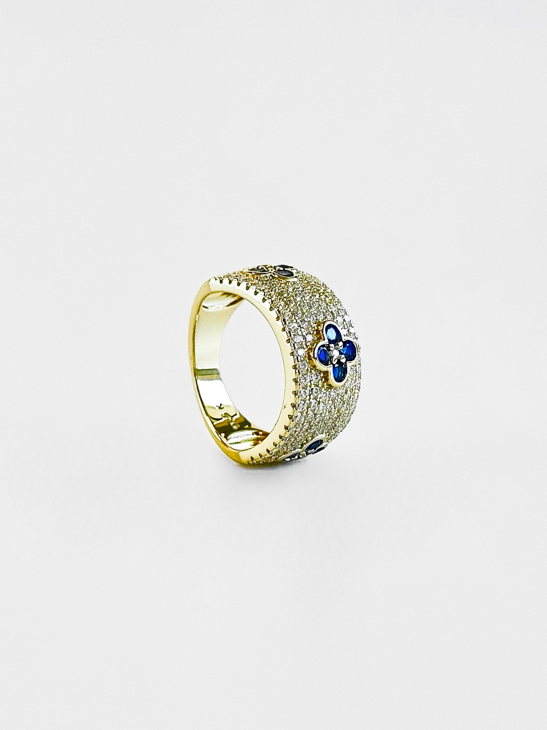 Sterling Silver Micropave Sapphire Flower Station Ring-230 Jewelry-NYC-Coastal Bloom Boutique, find the trendiest versions of the popular styles and looks Located in Indialantic, FL