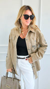 Glamour Italian Twill Jacket-160 Jackets-V SKY-Coastal Bloom Boutique, find the trendiest versions of the popular styles and looks Located in Indialantic, FL