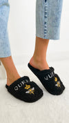 Fuzzy Queen Bee Slippers-250 Shoes-LA Trading Co-Coastal Bloom Boutique, find the trendiest versions of the popular styles and looks Located in Indialantic, FL