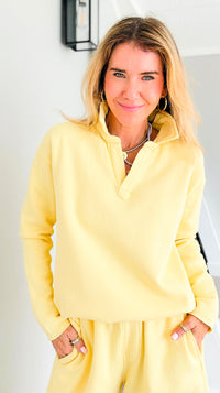 Eileen Cozy Lounge Collar Pullover Top - Yellow Glow