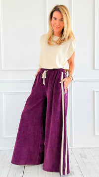 Tracked Threads Italian Palazzo- Plum-100 Pants-AZUL MONACO-Coastal Bloom Boutique, find the trendiest versions of the popular styles and looks Located in Indialantic, FL