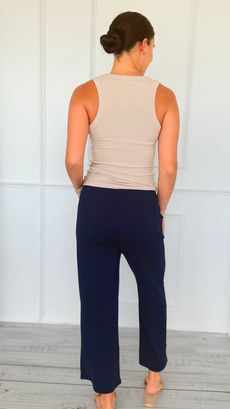 Weekend Flow Pull-On Pants - Navy-170 Bottoms/Shorts-YELETE-Coastal Bloom Boutique, find the trendiest versions of the popular styles and looks Located in Indialantic, FL