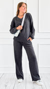 Luxe Ribbed Lounge Set - Black-210 Loungewear/Sets-Zenana-Coastal Bloom Boutique, find the trendiest versions of the popular styles and looks Located in Indialantic, FL