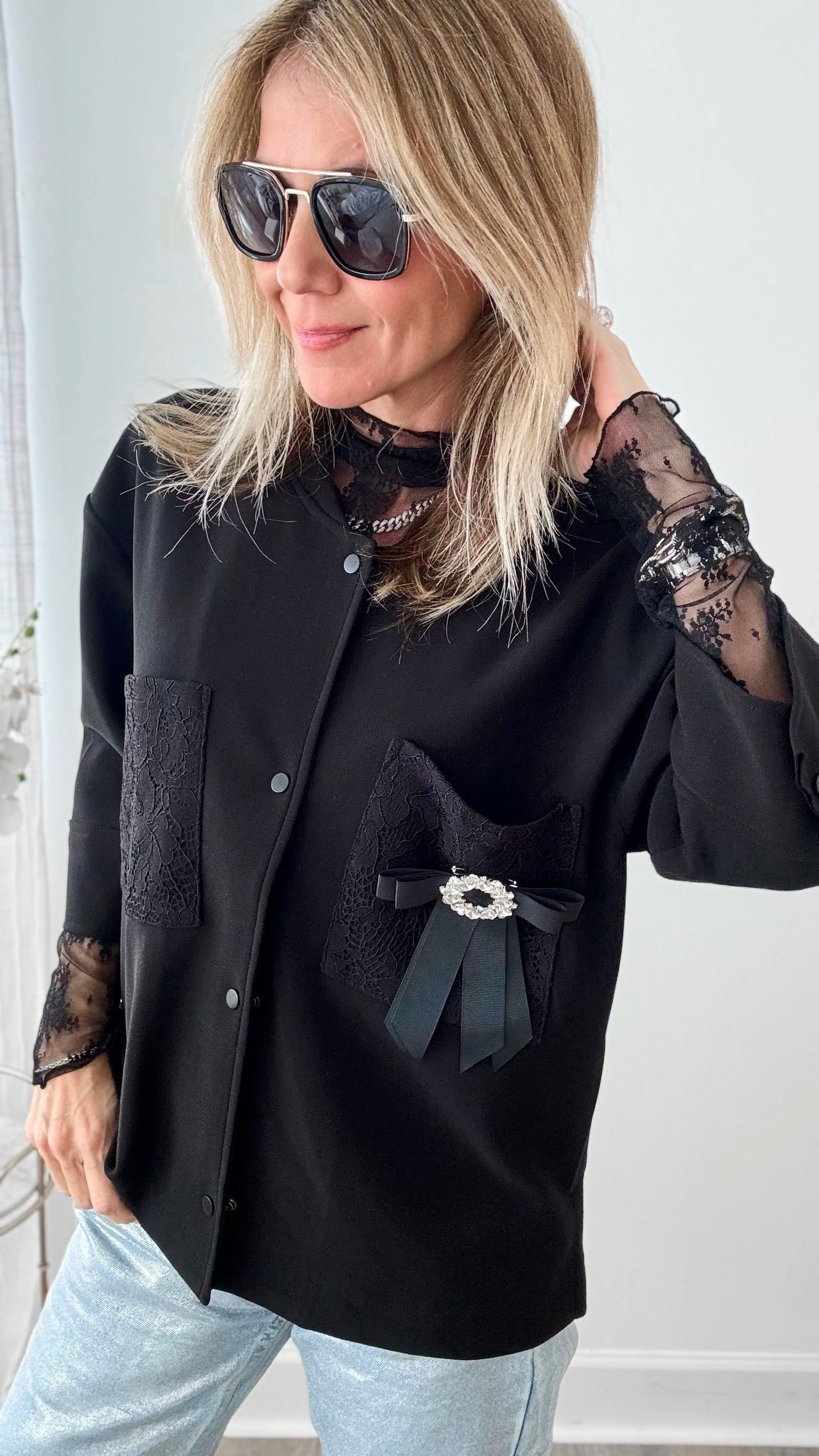 Lace Pocket Button Up Kylie Cardigan-160 Jackets-Joh Apparel-Coastal Bloom Boutique, find the trendiest versions of the popular styles and looks Located in Indialantic, FL