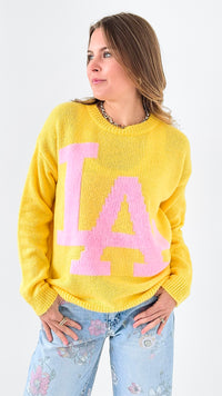 LA Italian Knit Sweater- Yellow-140 Sweaters-Italianissimo-Coastal Bloom Boutique, find the trendiest versions of the popular styles and looks Located in Indialantic, FL