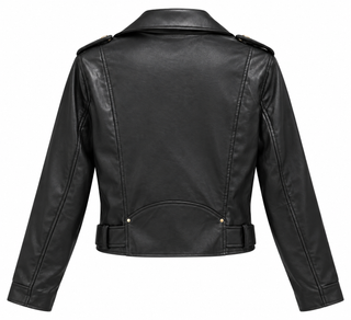 Golden Hour Faux Leather Motor Jacket - Black