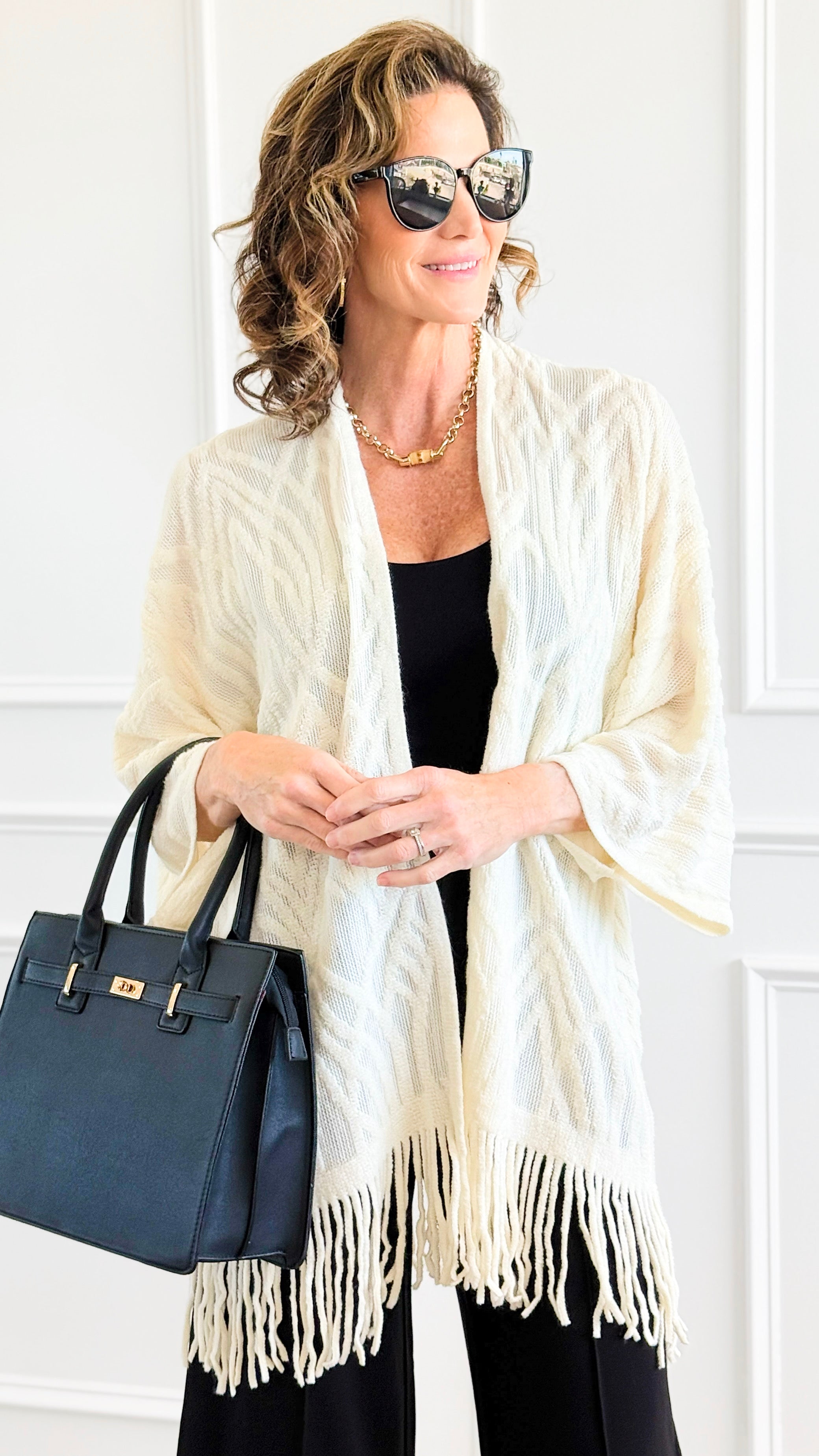 Fringe Trim Crochet Draped Shawl Wrap-150 Cardigan Layers-NYW-Coastal Bloom Boutique, find the trendiest versions of the popular styles and looks Located in Indialantic, FL