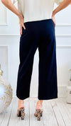 Rose Cropped Wide Leg Pant - Navy Blue-100 Pants-spin usa-Coastal Bloom Boutique, find the trendiest versions of the popular styles and looks Located in Indialantic, FL